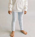 Light Blue Stripe Cotton Leggings