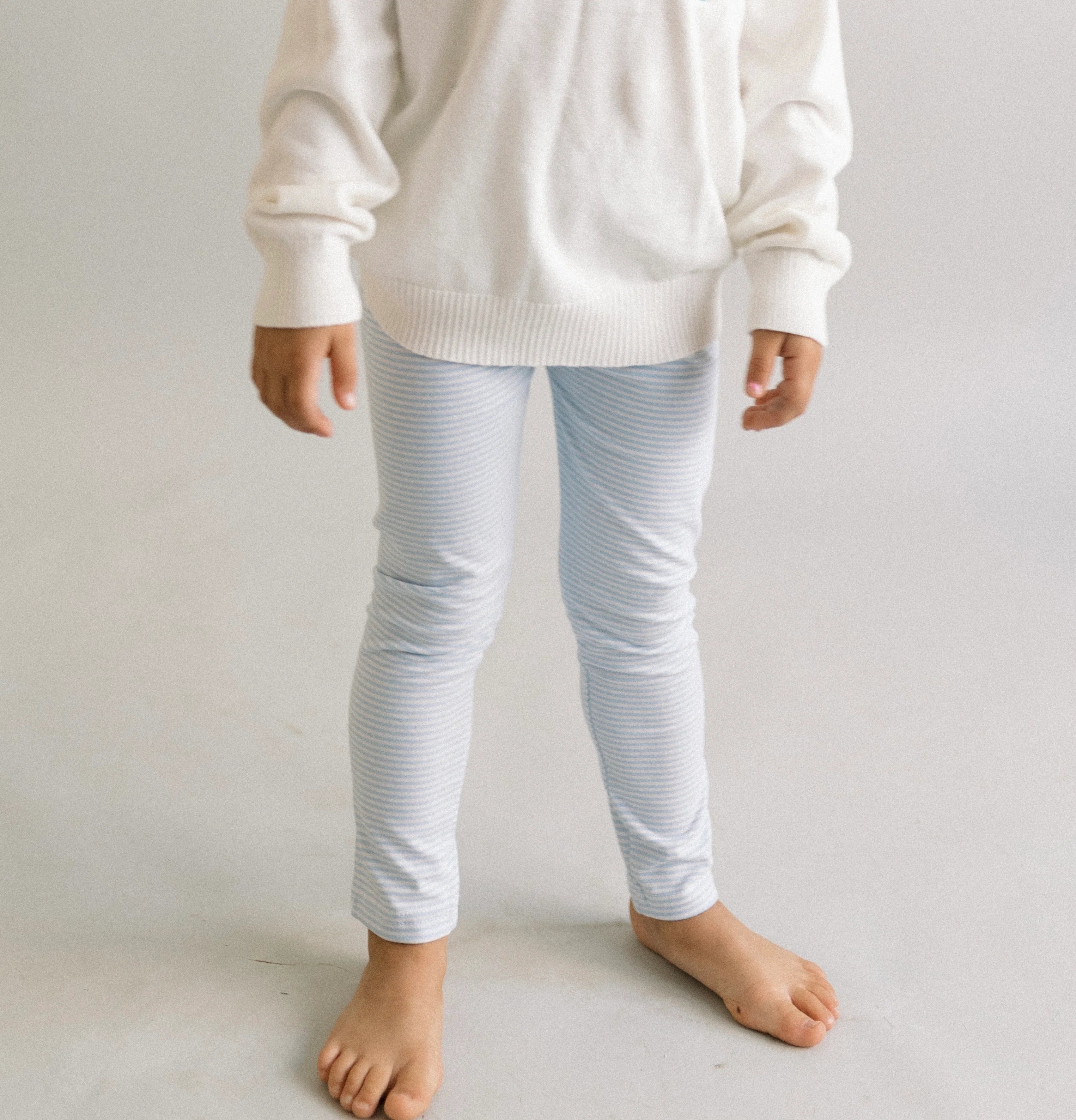 Light Blue Stripe Cotton Leggings
