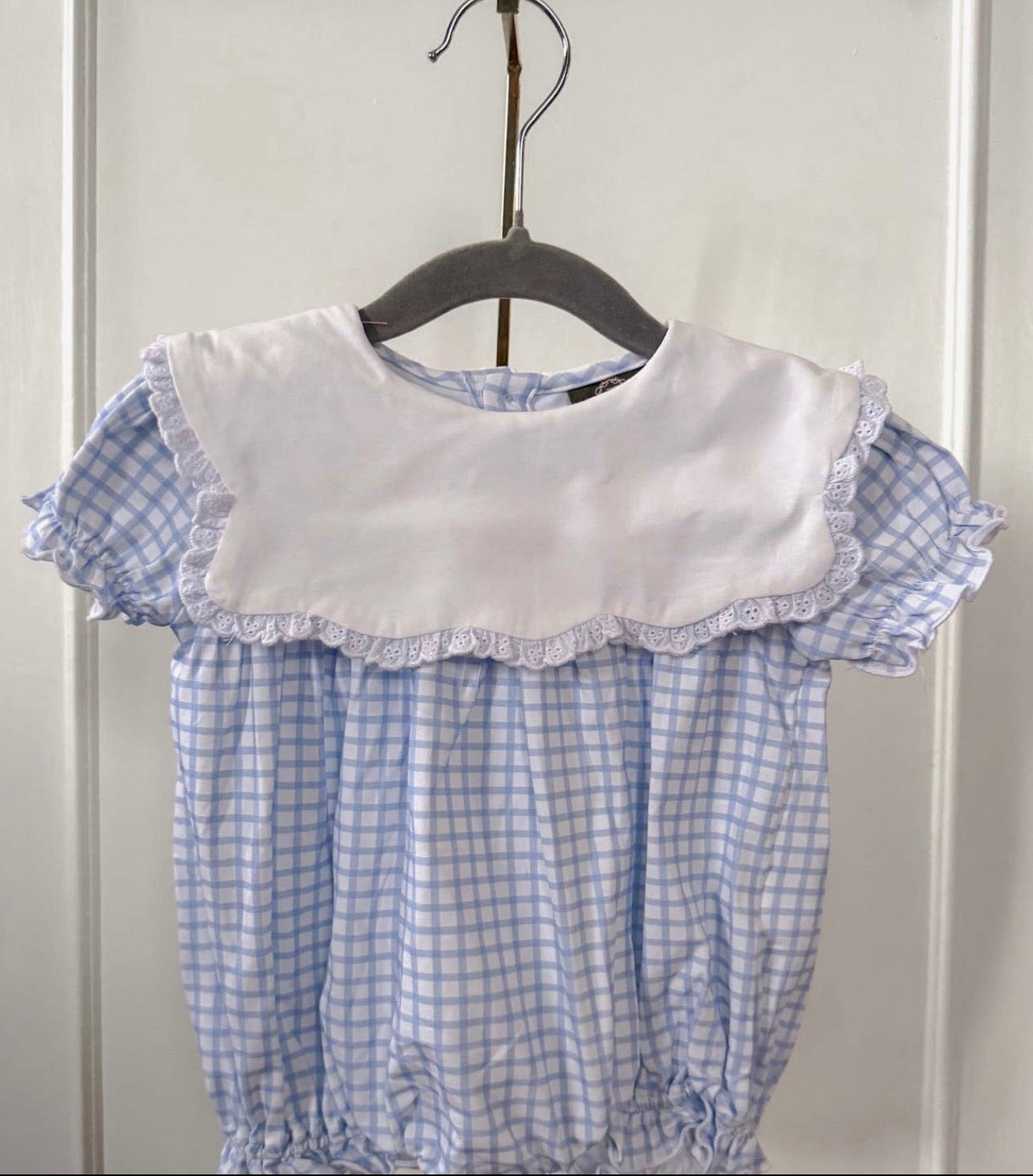 Scallop Bib Gingham Bubble - Back To School
