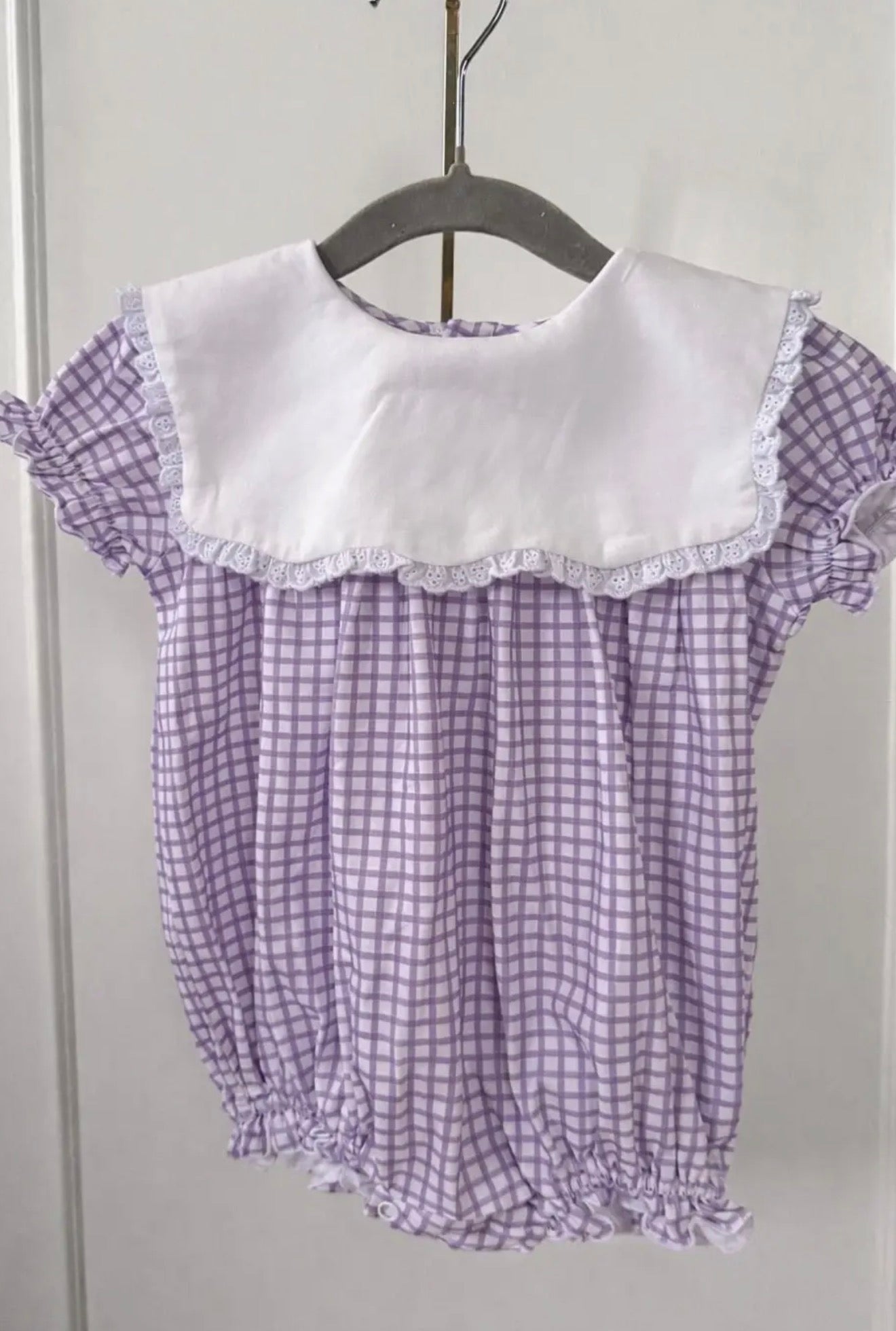 Scallop Bib Gingham Bubble - Back To School