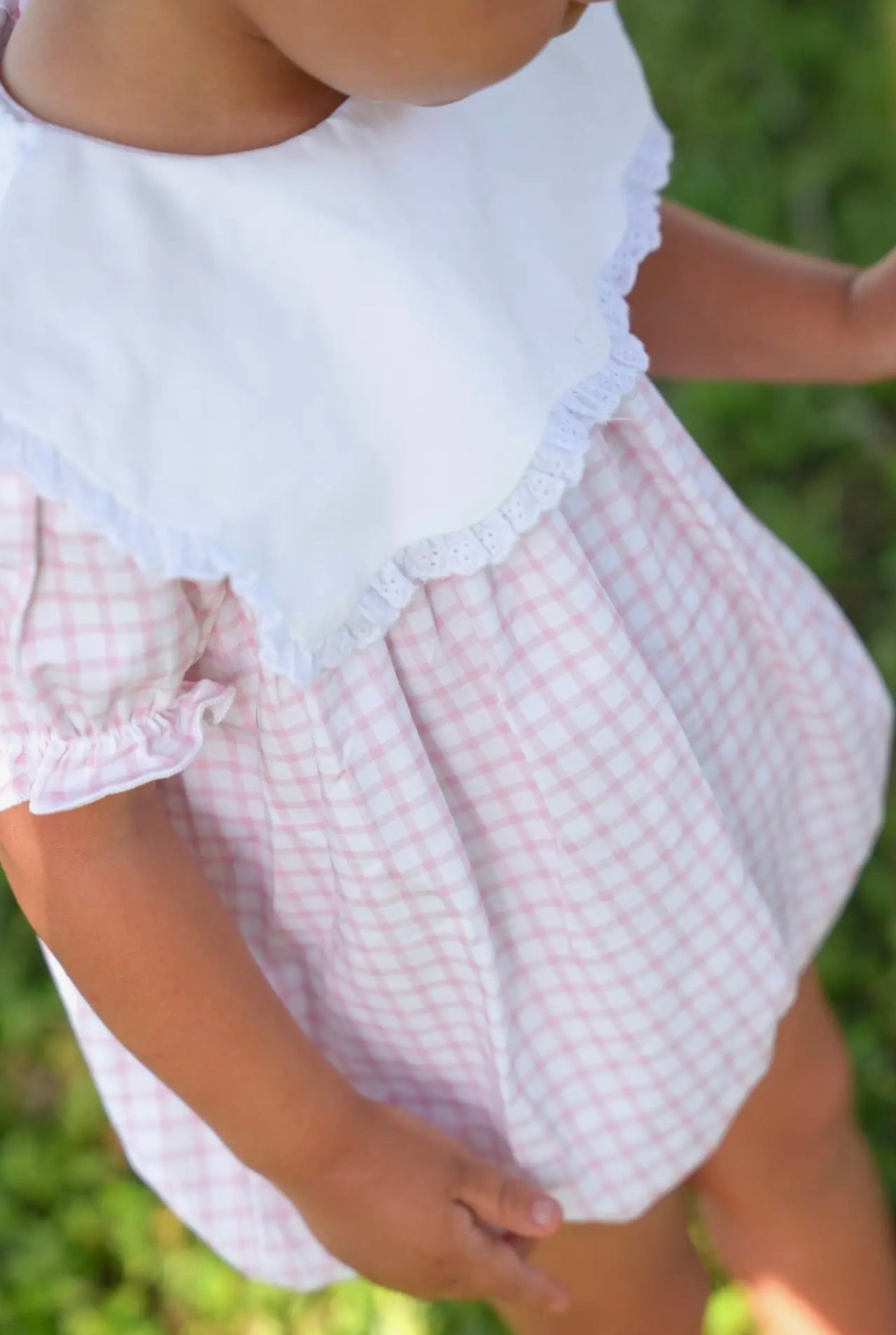 Scallop Bib Gingham Bubble - Back To School
