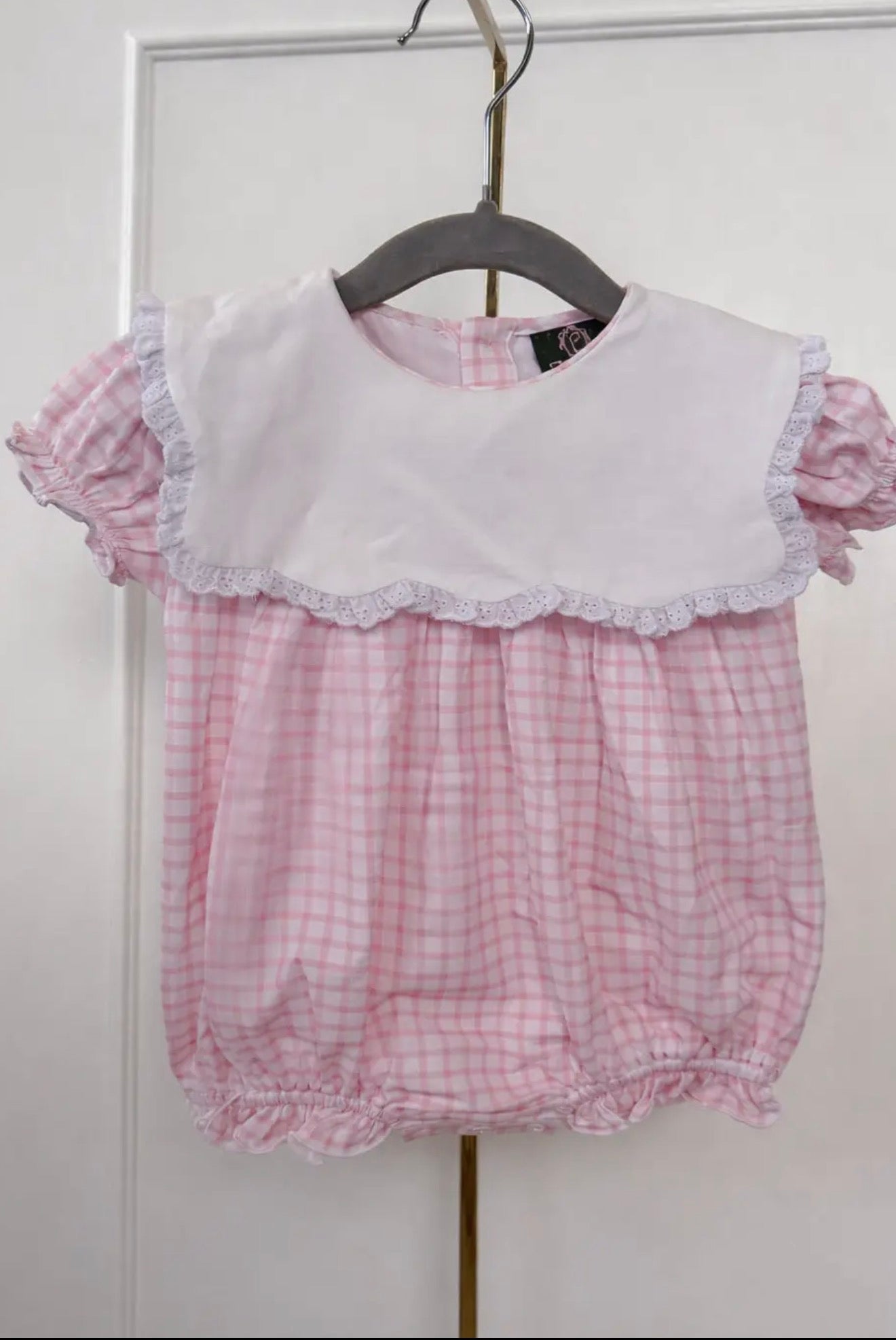 Scallop Bib Gingham Bubble - Back To School