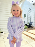Lavender Gingham Rollneck Sweater