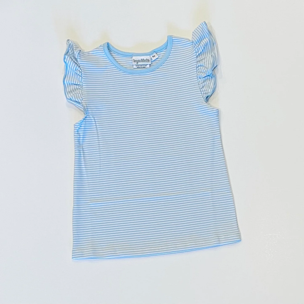 Knit Stripe Flutter Sleeve Shirt
