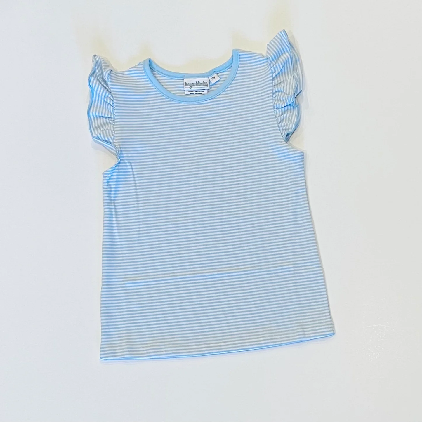 Knit Stripe Flutter Sleeve Shirt