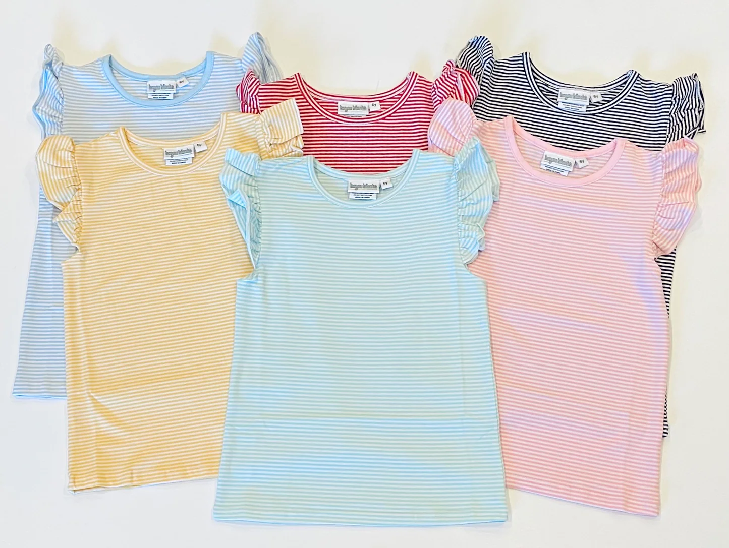 Knit Stripe Flutter Sleeve Shirt