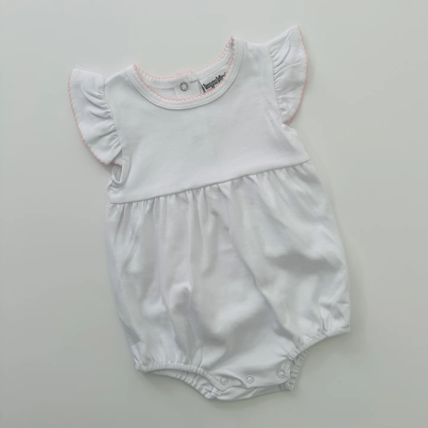 Knit Flutter Sleeve Bubble with Picot Trim
