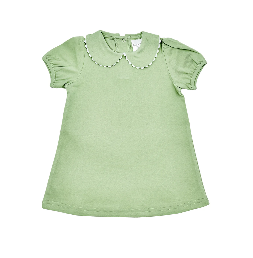 Short Sleeve Scalloped Dress - Back To School