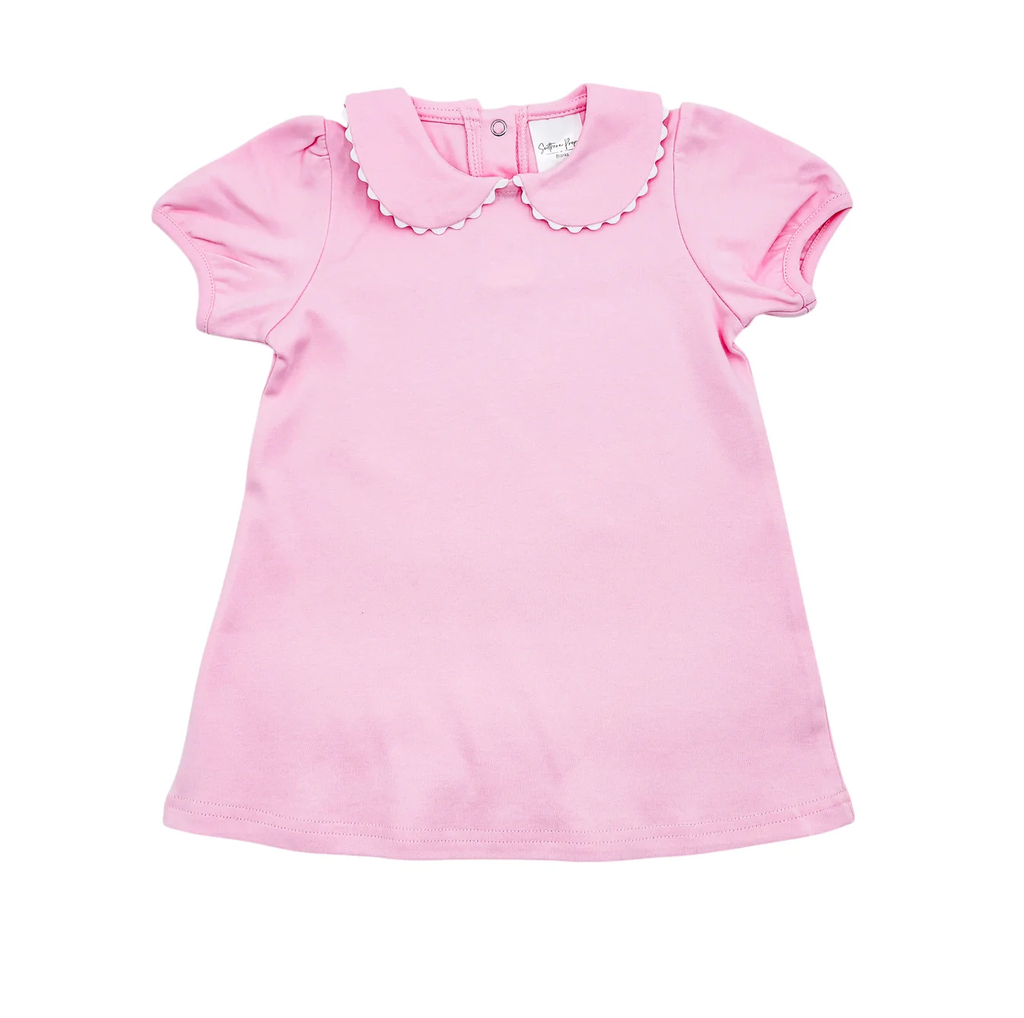Short Sleeve Scalloped Dress - Back To School