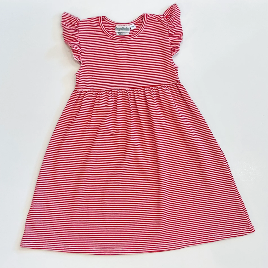 Knit Stripe Flutter Sleeve Dress