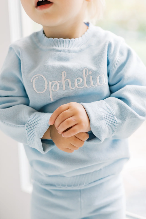 Blue Scallop Sweater Set