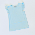 Knit Stripe Flutter Sleeve Shirt