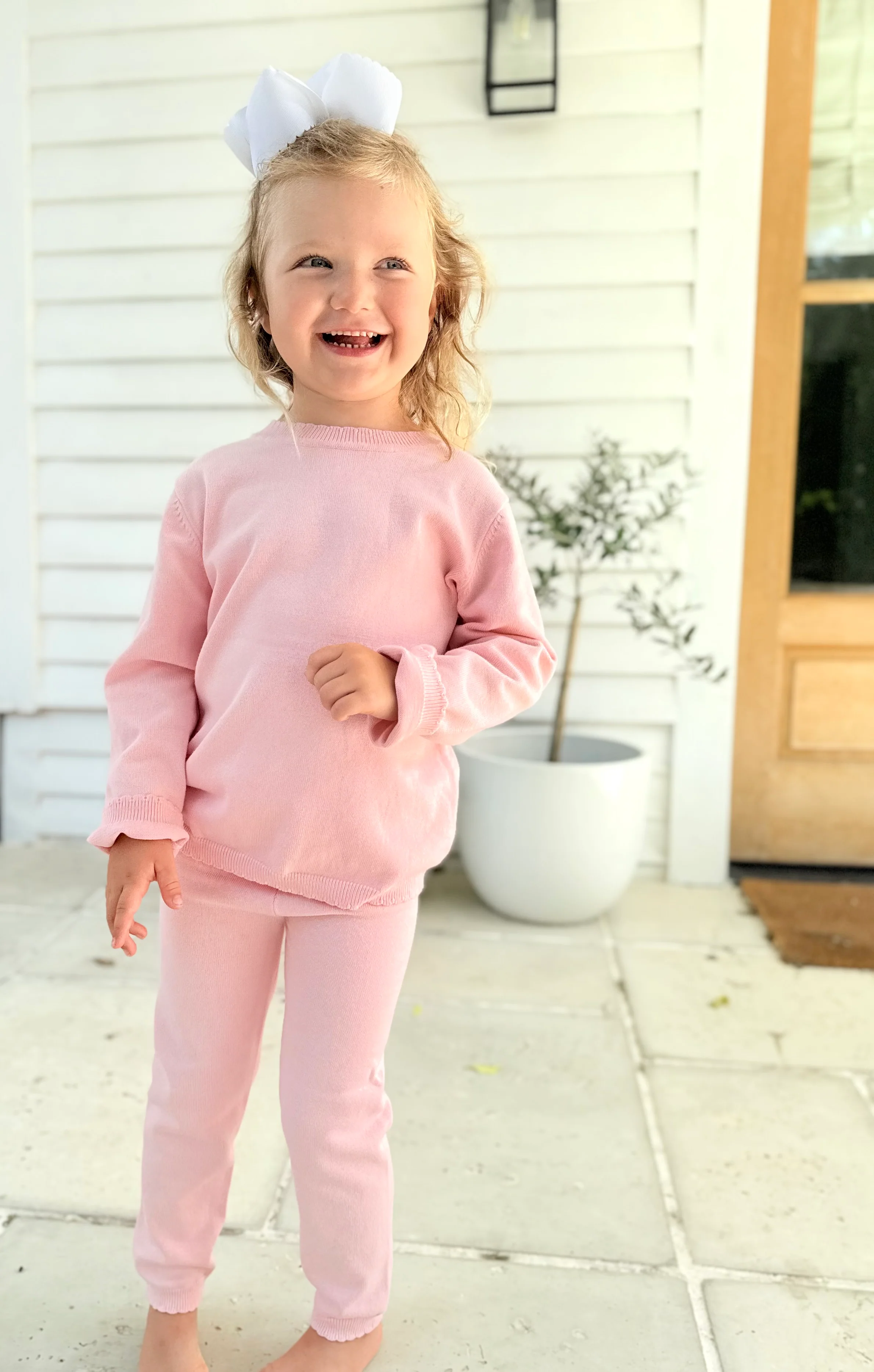 Pink Scallop Sweater Set