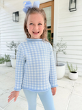 Blue Gingham Rollneck Sweater