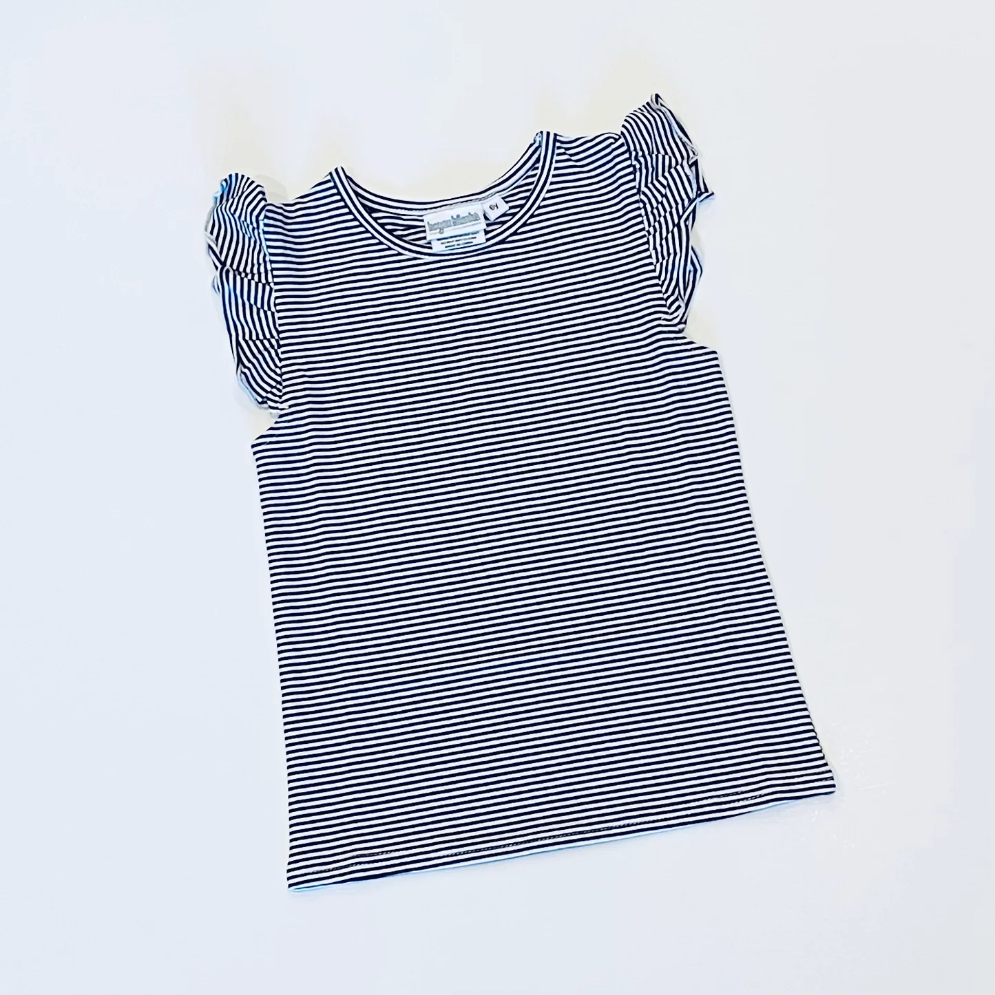 Knit Stripe Flutter Sleeve Shirt