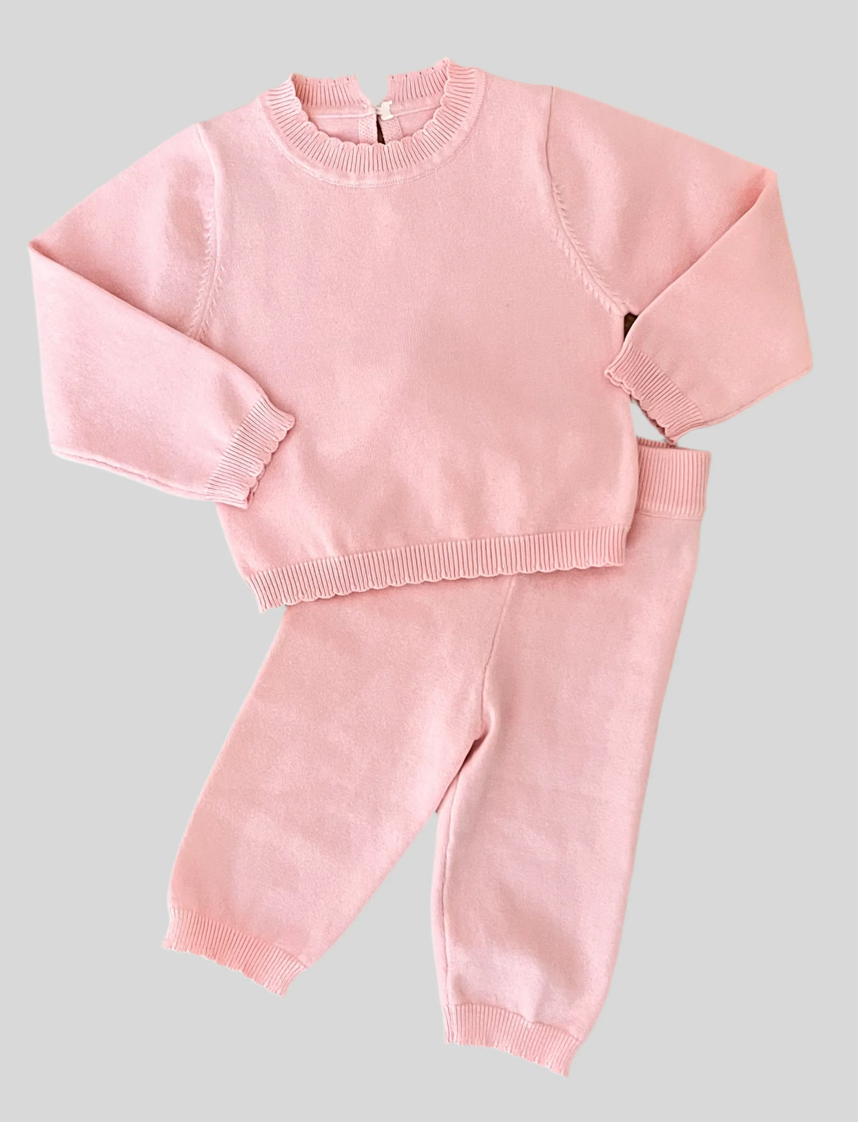 Pink Scallop Sweater Set