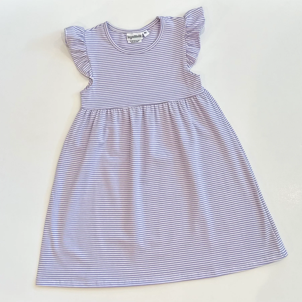Knit Stripe Flutter Sleeve Dress