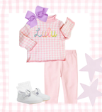 Pink Gingham Rollneck Sweater